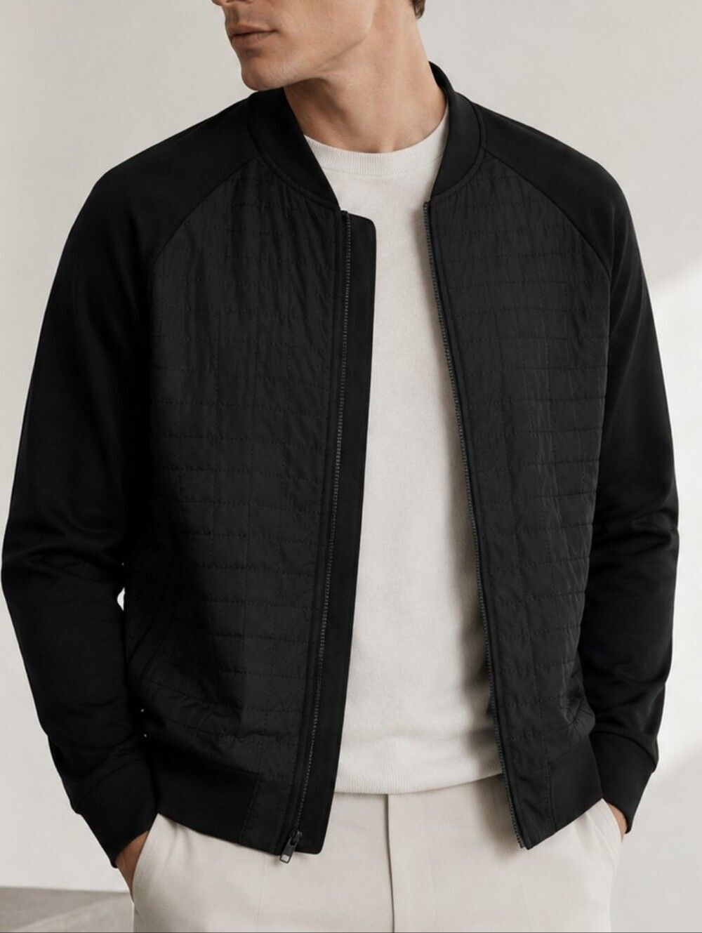 COS Men’s Black Lightweight Bomber Jacket Modern Minimalist Size M